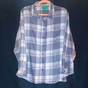 Dip Plus Size Grey, White and Black Flannel Shirt, Size 2X